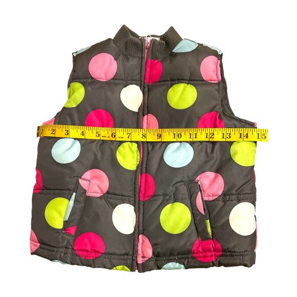 Crazy  8 Pastel Polka Dot Brown Zip up  Puffer Vest Size 4 years 5 years - Picture 10 of 13